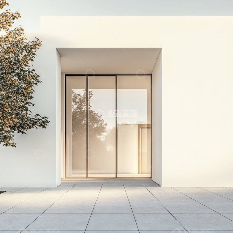 高清大图下载【趣麦麦图】现代建筑入口，大面积玻璃门设计