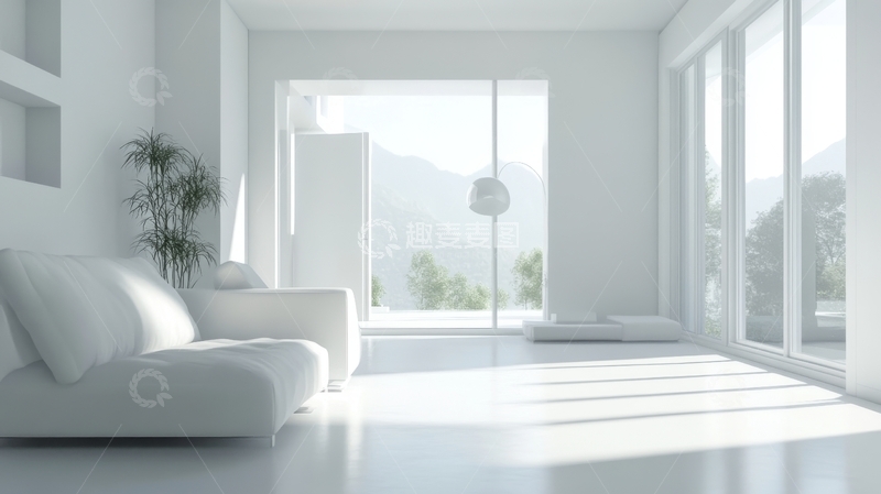 高清大图下载【趣麦麦图】现代简约客厅，明亮宽敞