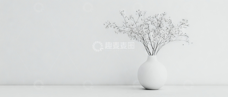 高清大图下载【趣麦麦图】白色花瓶中的枝条静物