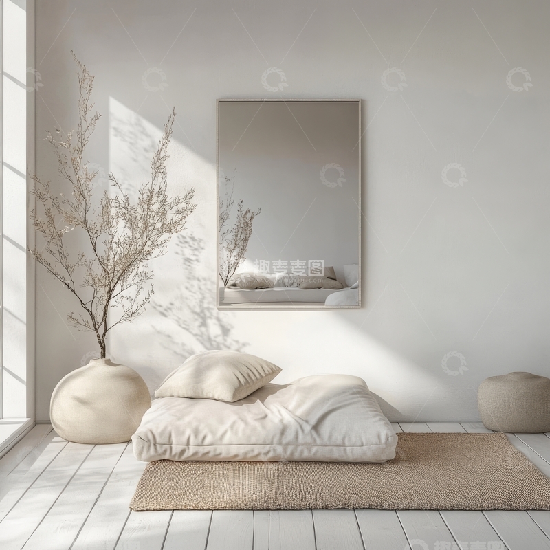 高清大图下载【趣麦麦图】简约室内设计，阳光洒落的休息角落