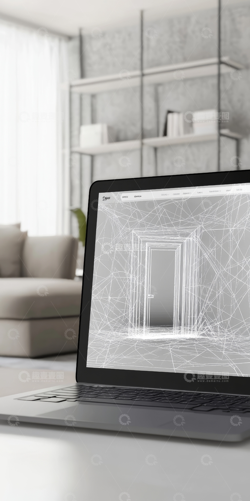 高清大图下载【趣麦麦图】笔记本电脑显示建筑模型设计