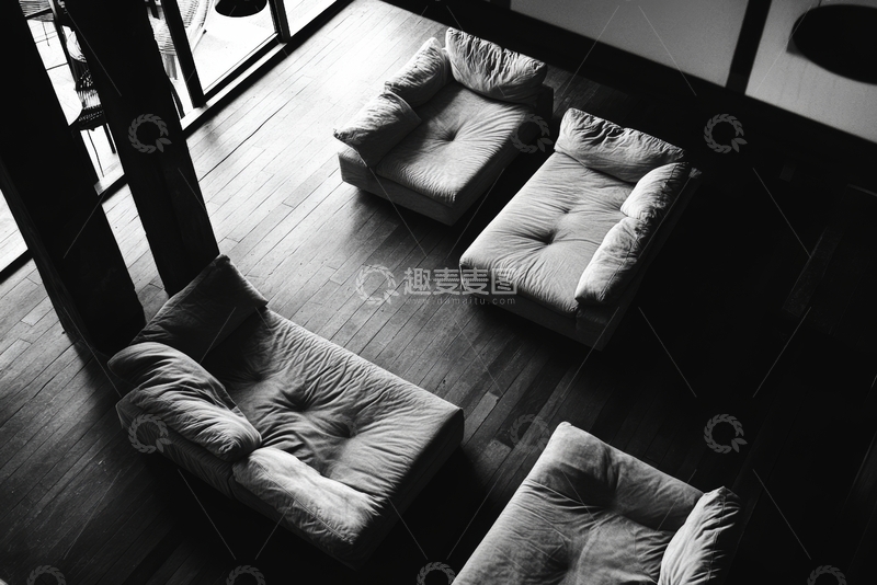 高清大图下载【趣麦麦图】高角度拍摄的室内沙发布局