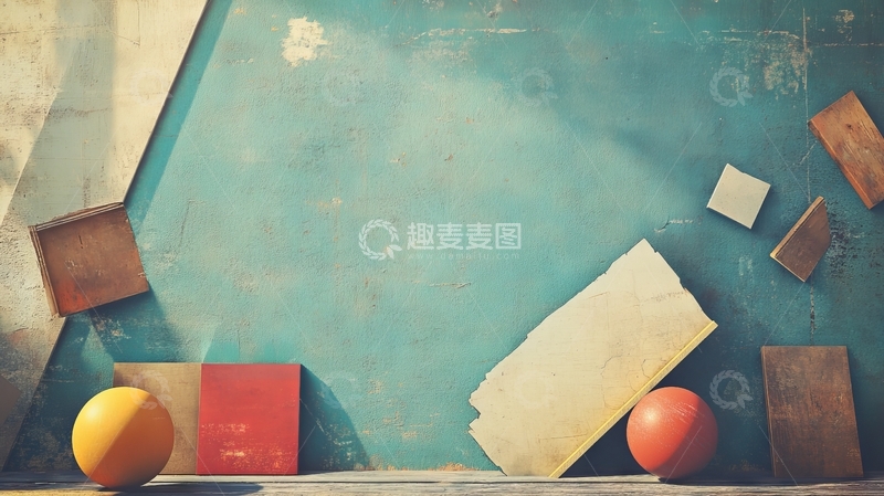 高清大图下载【趣麦麦图】复古色调的室内场景与几何元素