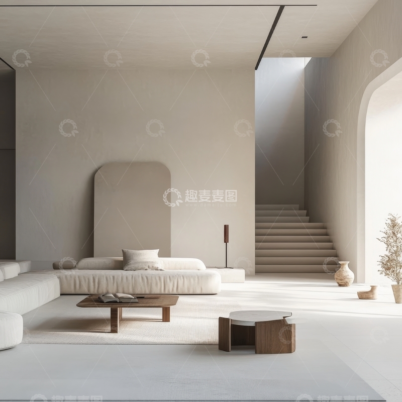 高清大图下载【趣麦麦图】现代简约客厅与楼梯设计
