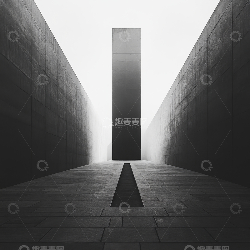 高清大图下载【趣麦麦图】雾中矗立的高塔与长廊