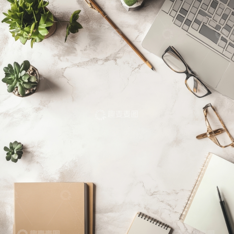 高清大图下载【趣麦麦图】大理石桌面办公用品布置
