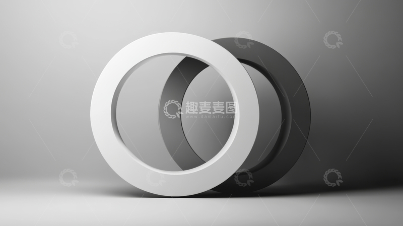 高清大图下载【趣麦麦图】黑白圆环相交的抽象几何图形