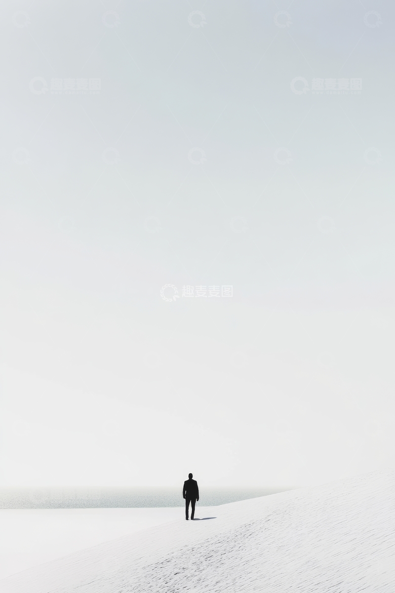 高清大图下载【趣麦麦图】雪地中的孤独身影