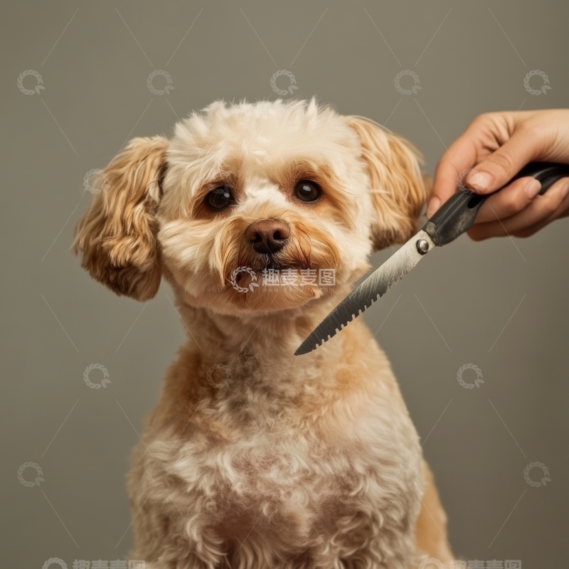 高清大图下载【趣麦麦图】宠物狗接受修剪毛发