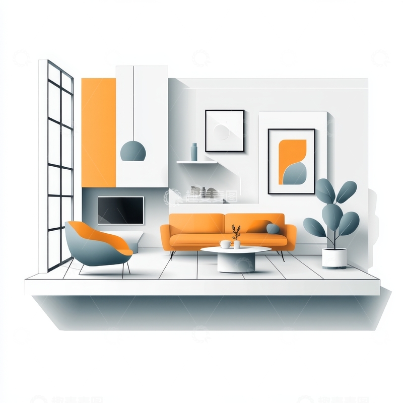 高清大图下载【趣麦麦图】现代简约客厅设计