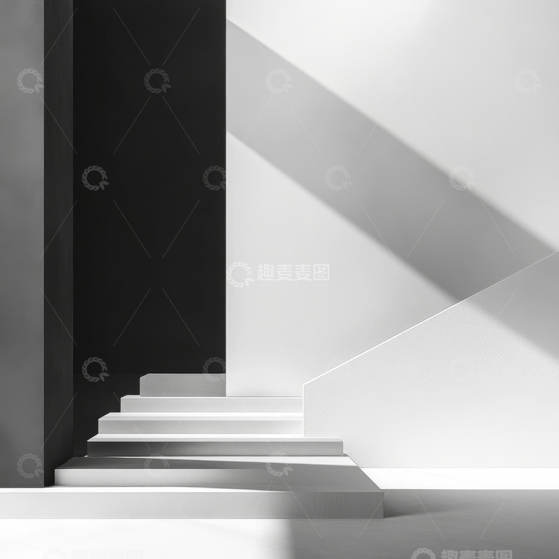 高清大图下载【趣麦麦图】黑白对比的阶梯与光影