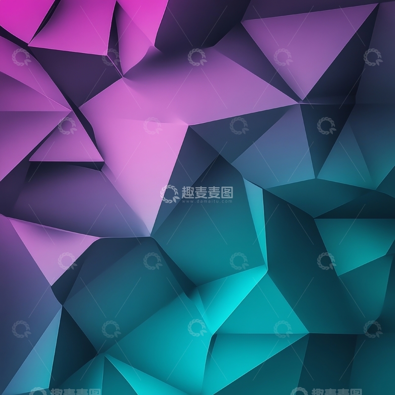 高清大图下载【趣麦麦图】紫蓝渐变多边形抽象背景