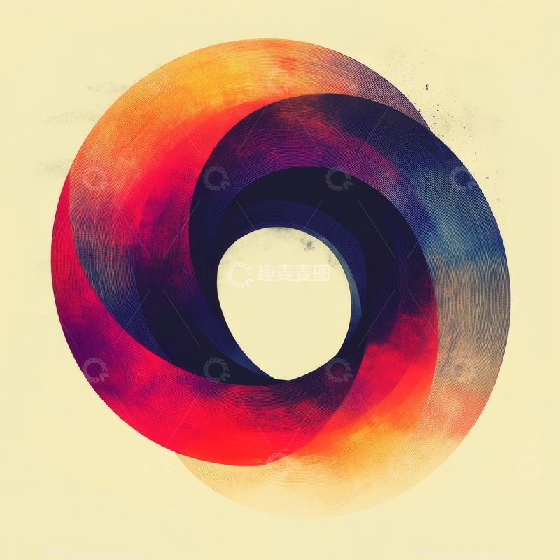 高清大图下载【趣麦麦图】色彩交织的抽象环形图案