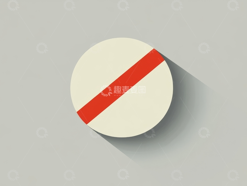 高清大图下载【趣麦麦图】圆形标志，红色斜线贯穿