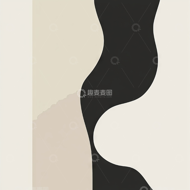 高清大图下载【趣麦麦图】抽象曲线与色块组合