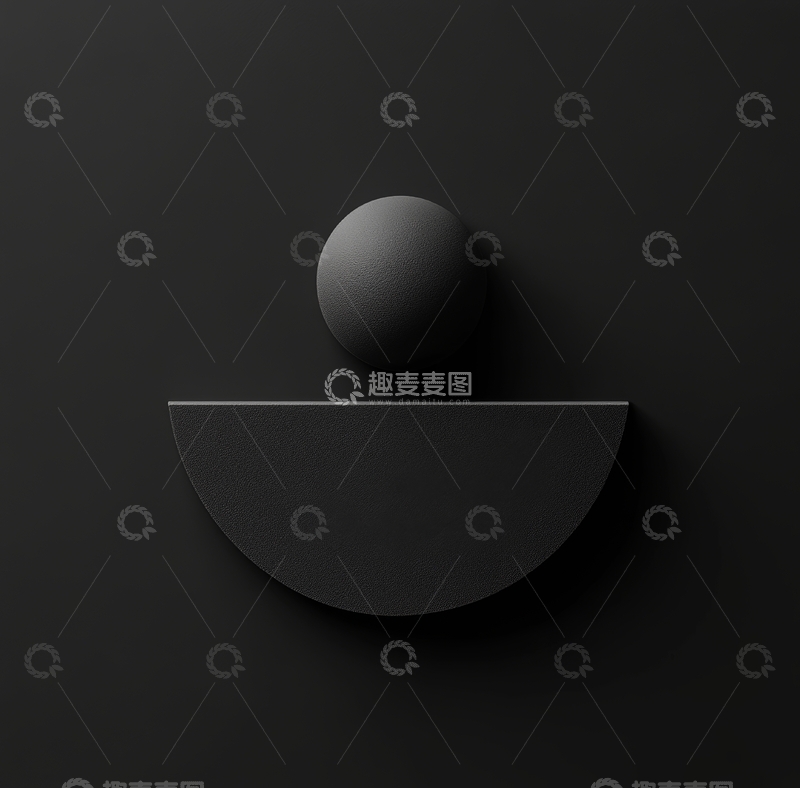 高清大图下载【趣麦麦图】黑色背景上的半圆与球体