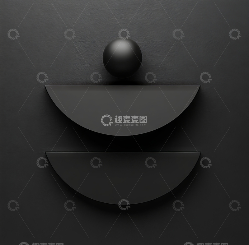 高清大图下载【趣麦麦图】黑色几何图形的极简艺术组合