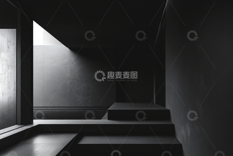高清大图下载【趣麦麦图】简约室内空间，光影交错的台阶设计