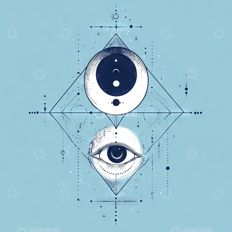 高清大图下载【趣麦麦图】神秘眼睛与几何图案的组合艺术