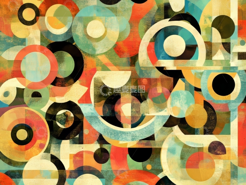 高清大图下载【趣麦麦图】多彩圆形抽象图案