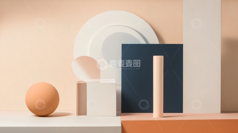高清大图下载【趣麦麦图】简约几何形状的静物组合