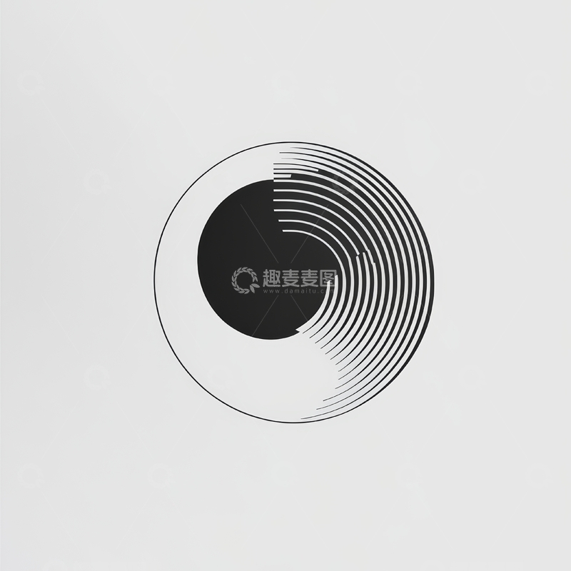 高清大图下载【趣麦麦图】黑白同心圆与阴影设计