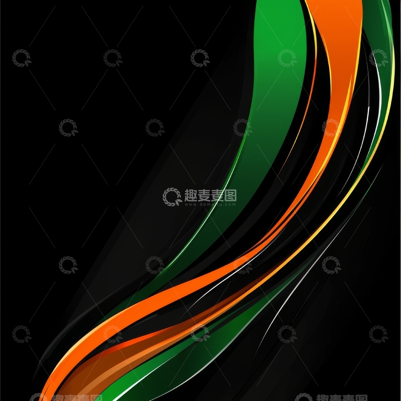 高清大图下载【趣麦麦图】黑色背景上的橙绿曲线