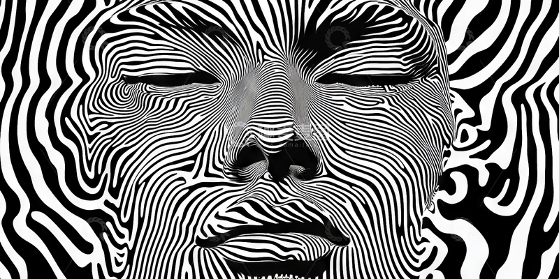 高清大图下载【趣麦麦图】-黑白条纹构成的面部艺术