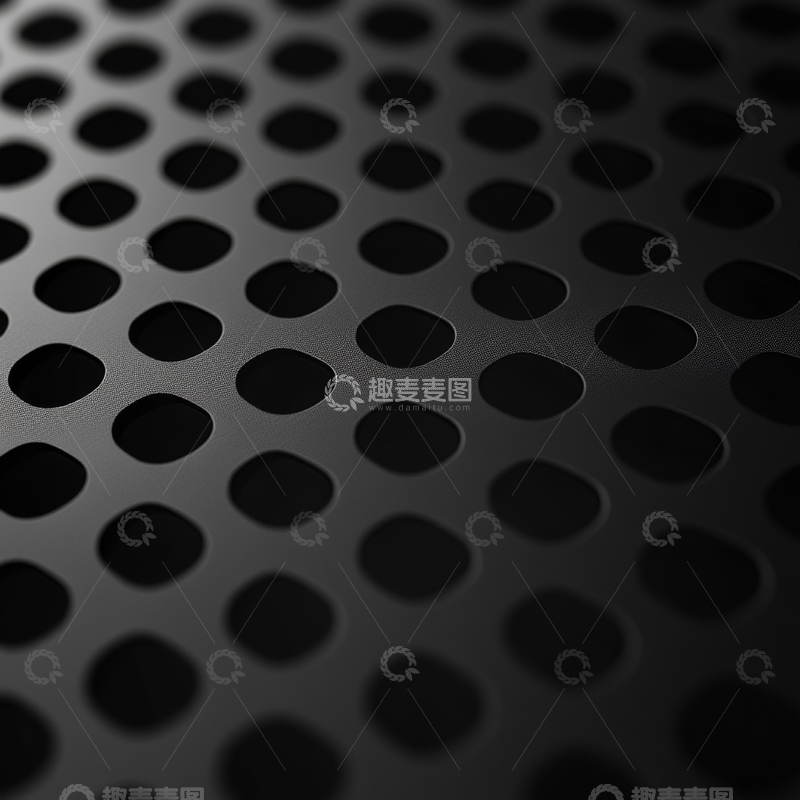 高清大图下载【趣麦麦图】黑色穿孔金属表面特写