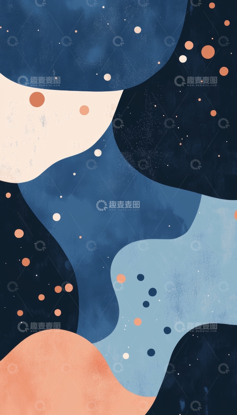 抽象色块与点状元素的现代艺术设计