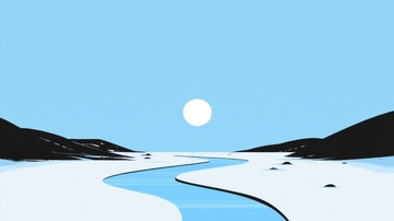 冬日雪景与蜿蜒河流