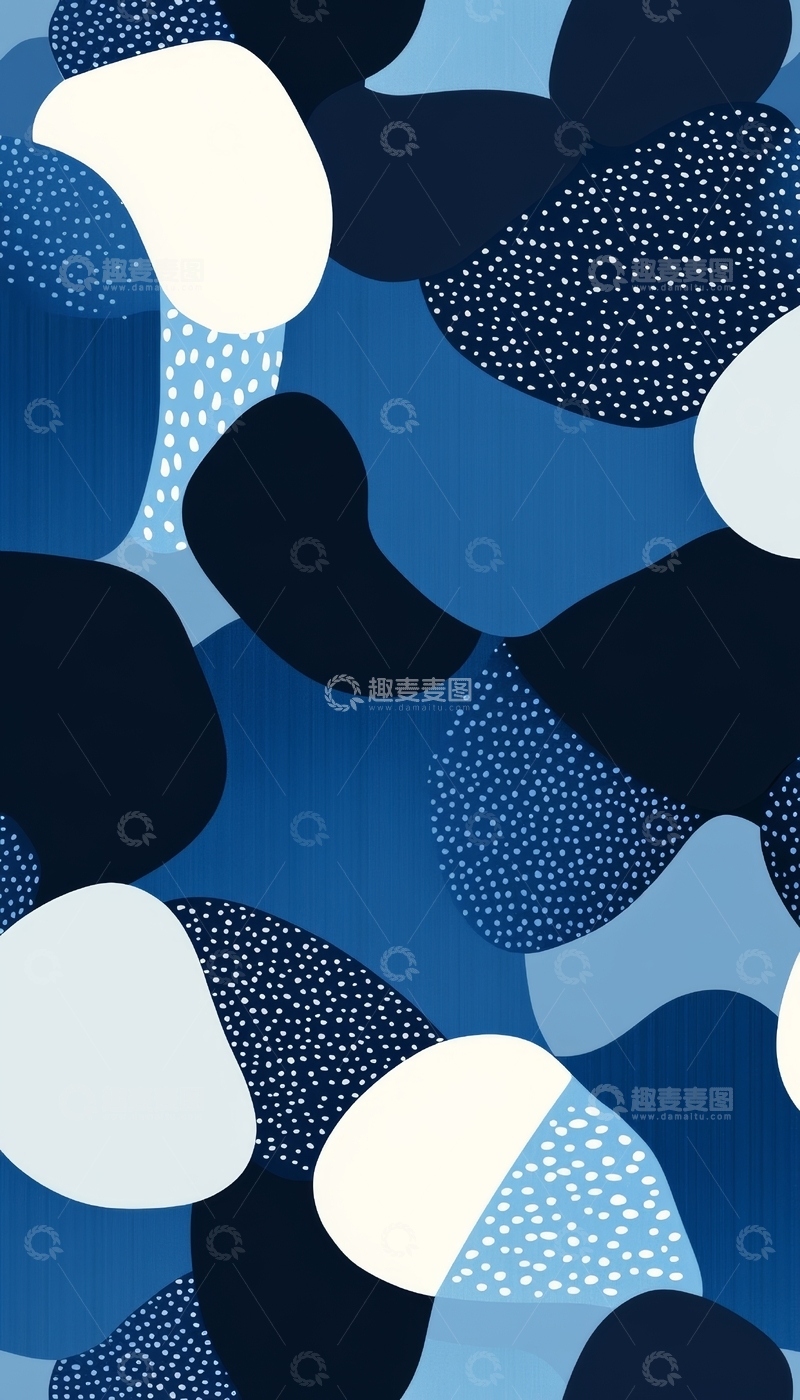 高清大图下载【趣麦麦图】蓝色背景上的抽象斑点图案