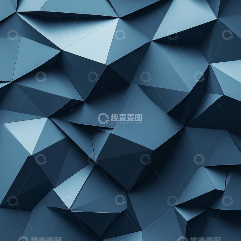 高清大图下载【趣麦麦图】深蓝多边形几何图案背景