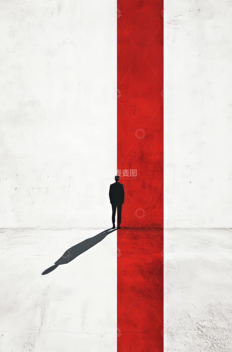 高清大图下载【趣麦麦图】红白之间，孤独身影