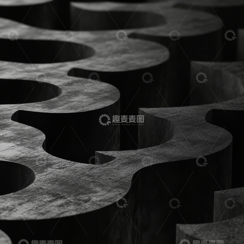 高清大图下载【趣麦麦图】黑色抽象波浪结构
