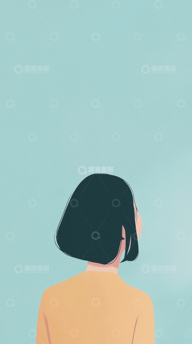 高清大图下载【趣麦麦图】背影中的短发人物