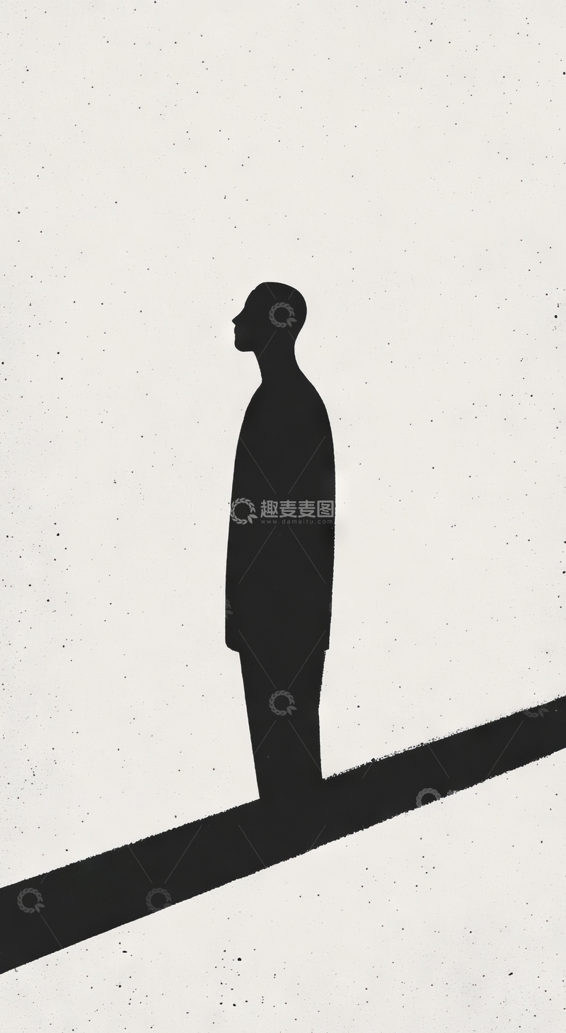 高清大图下载【趣麦麦图】剪影人物站立于斜线之上