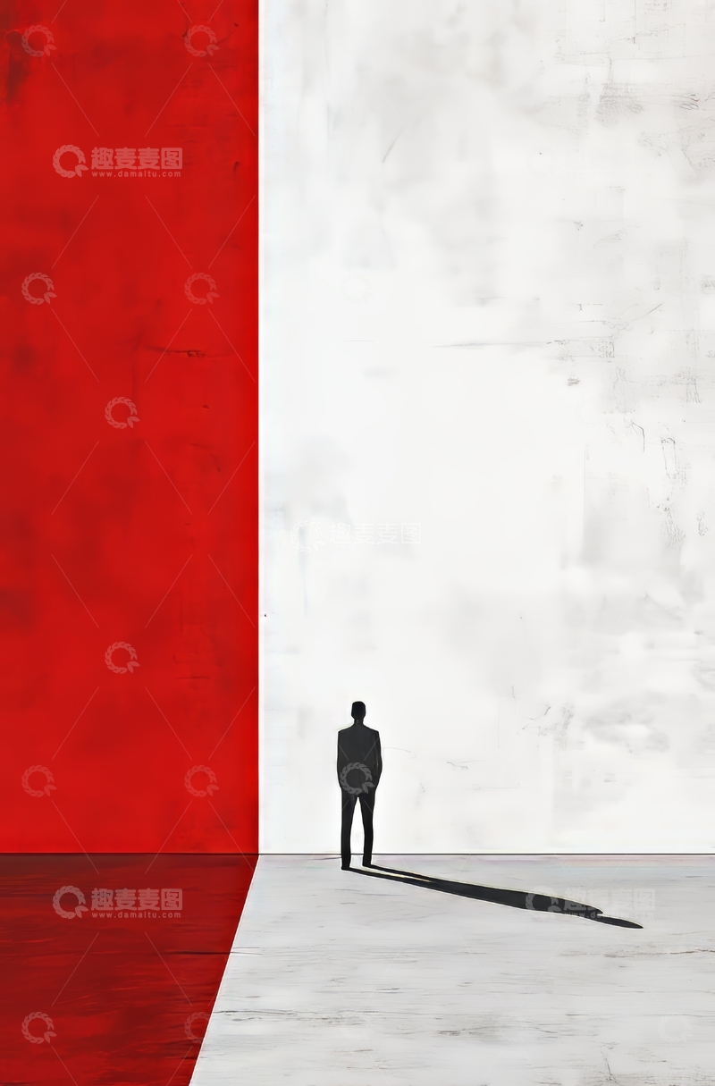 高清大图下载【趣麦麦图】红白空间中的人影