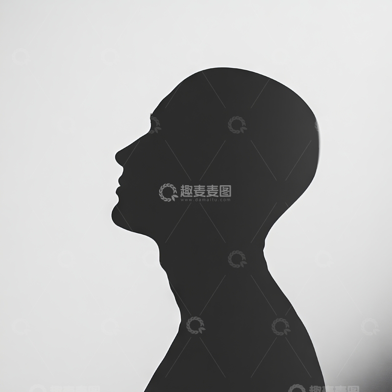 高清大图下载【趣麦麦图】侧脸剪影，仰望姿态