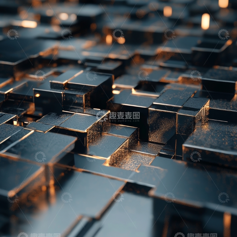 高清大图下载【趣麦麦图】金属立方体的光影交错