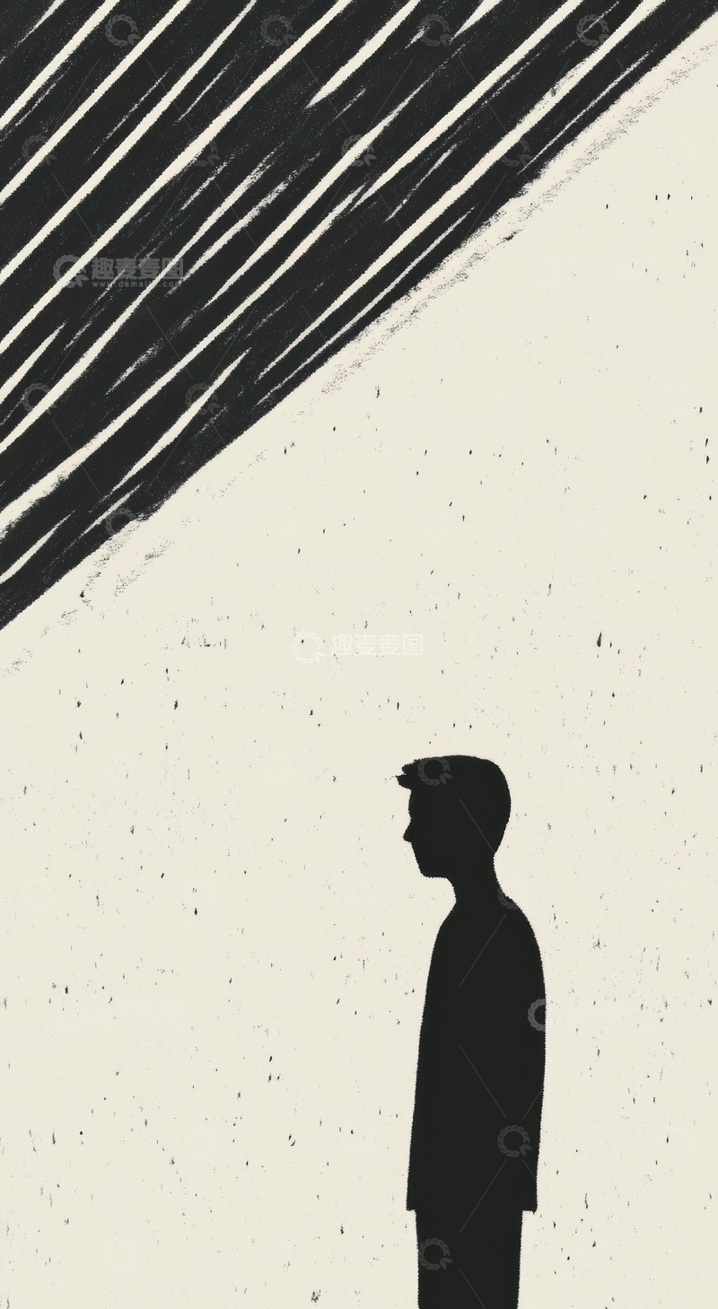 高清大图下载【趣麦麦图】剪影人物与斜线背景