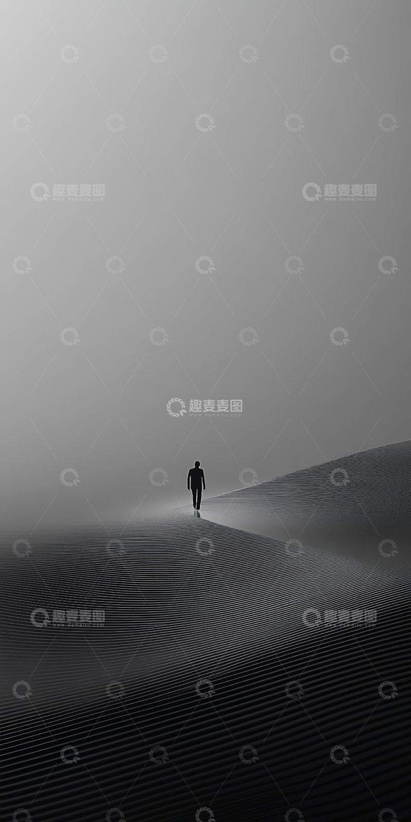 高清大图下载【趣麦麦图】孤影行于沙丘之上