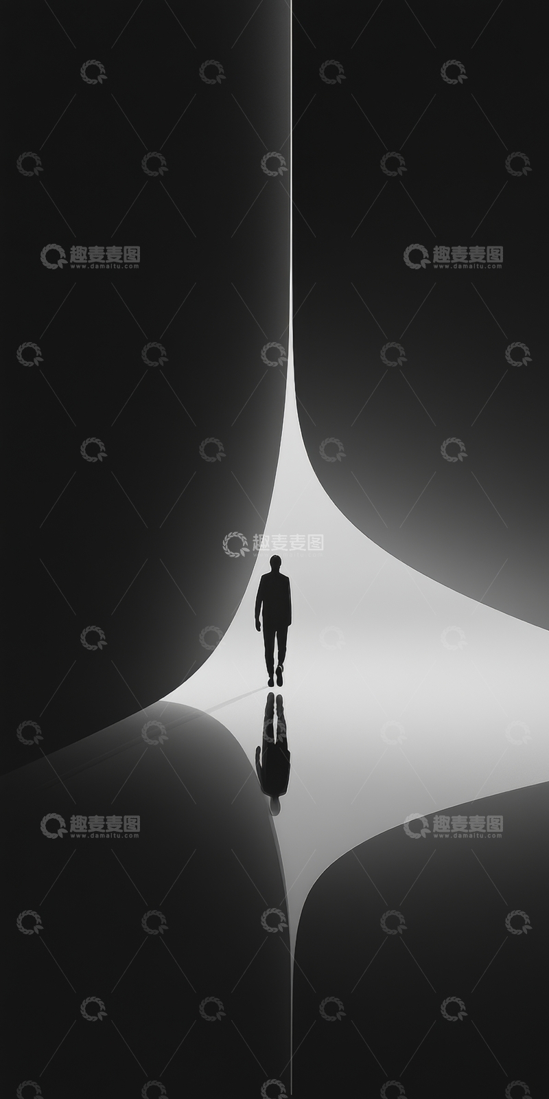 高清大图下载【趣麦麦图】光影交错中前行的孤独身影