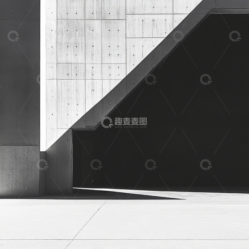 高清大图下载【趣麦麦图】光影交错的混凝土建筑角落