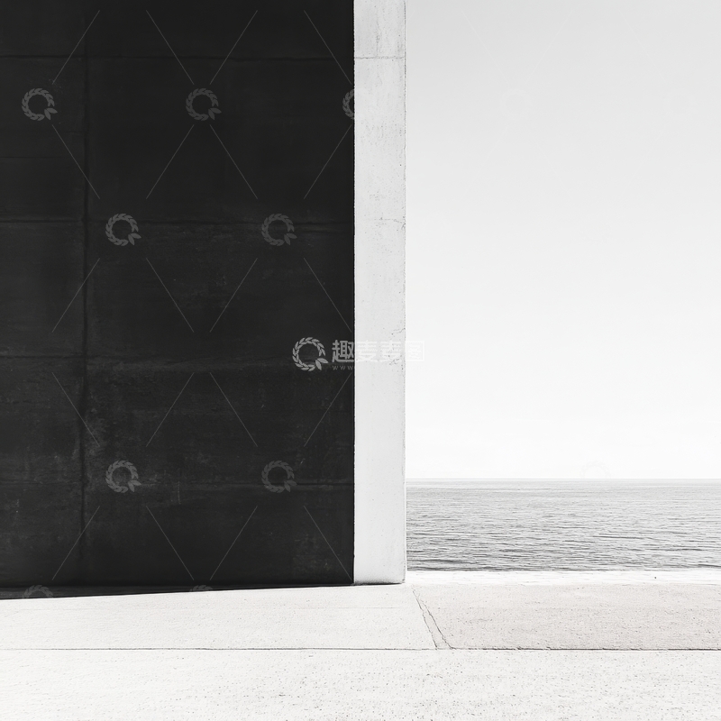 高清大图下载【趣麦麦图】海边建筑墙角的极简视角