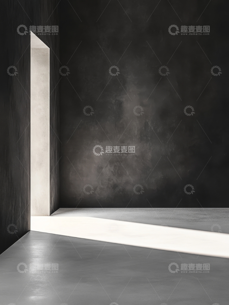 高清大图下载【趣麦麦图】简约室内空间，光线从门缝中透入