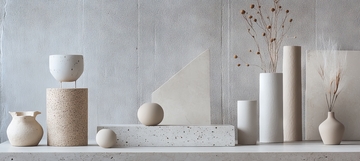 简约陶瓷摆件与干花装饰