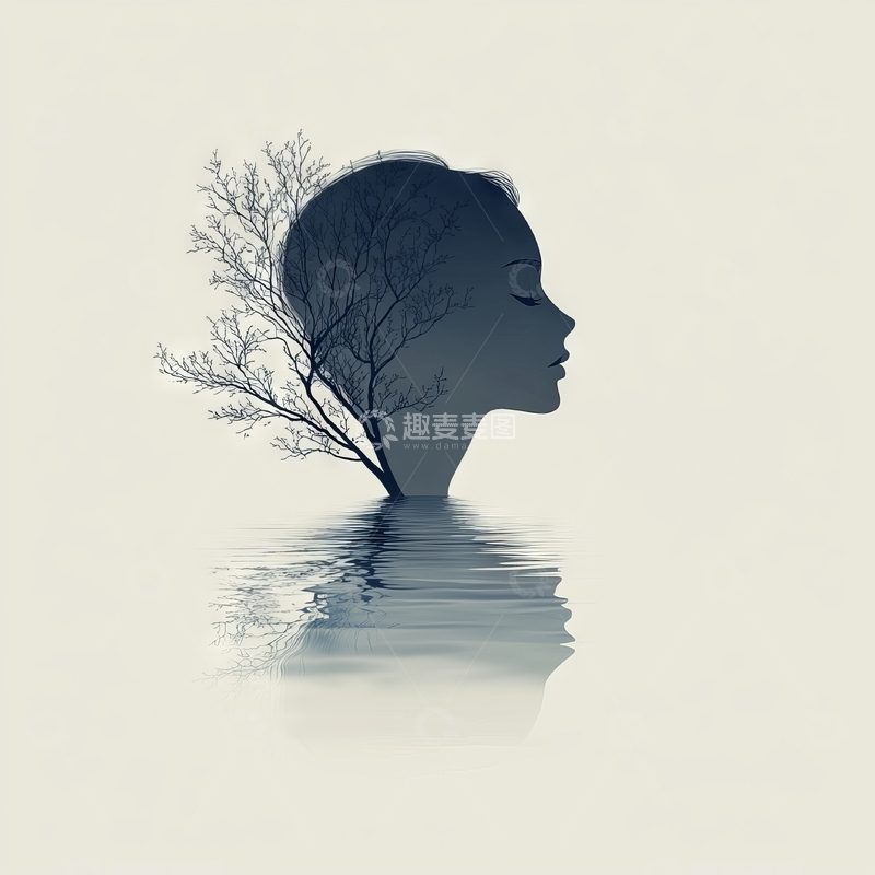 高清大图下载【趣麦麦图】树影映衬的女性侧脸