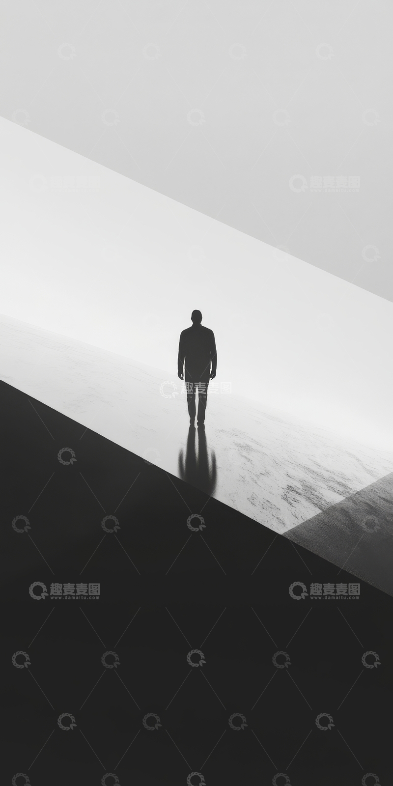 高清大图下载【趣麦麦图】光影中前行的孤独身影