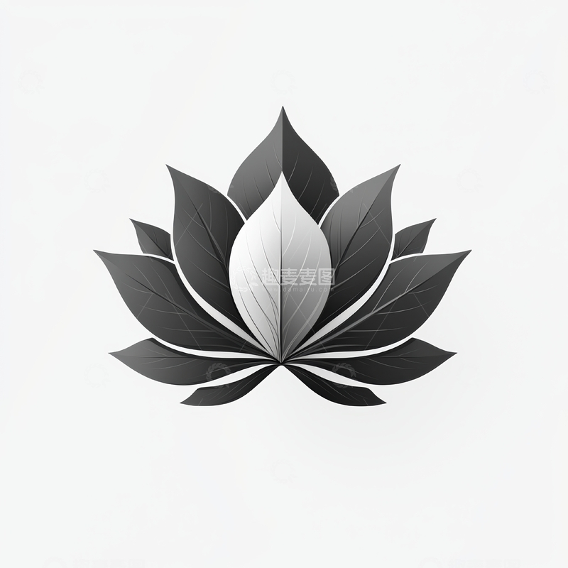 高清大图下载【趣麦麦图】黑白莲花图案设计